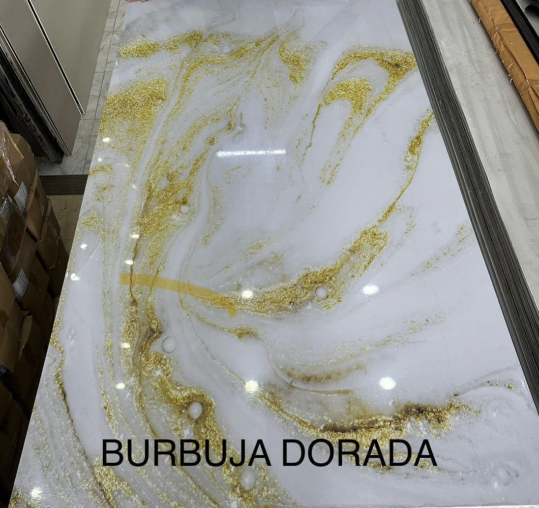 Lámina marmolizada burbuja dorada